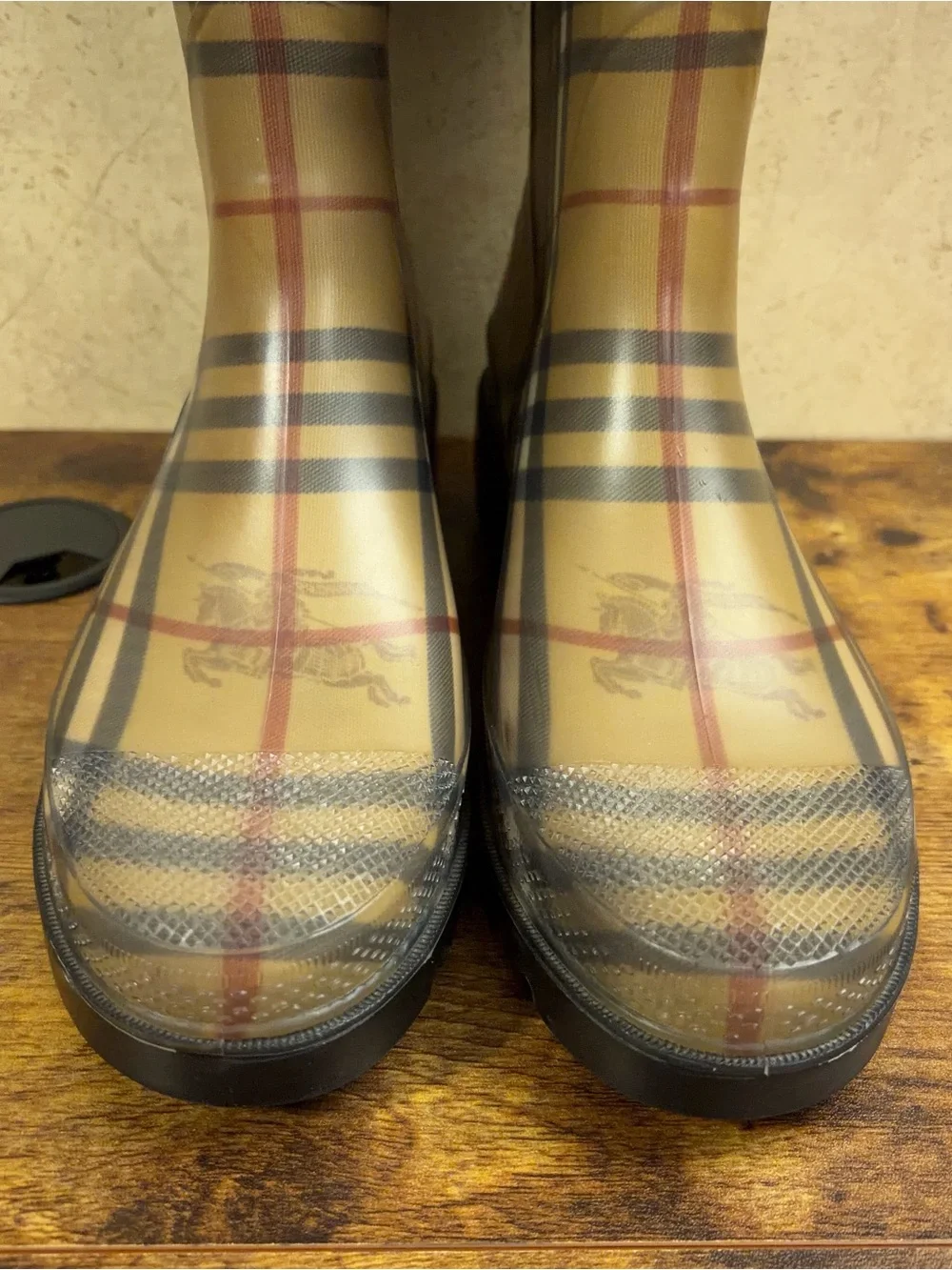 Burberry Rain Boots Tall Classic Check Womens Size 6.5 Made in Italy